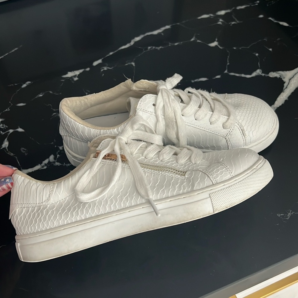 Snake skin white sneakers
